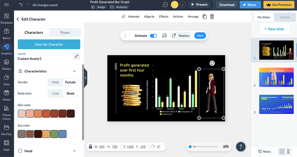 how to create a graph or chart - Visme's 3D characters