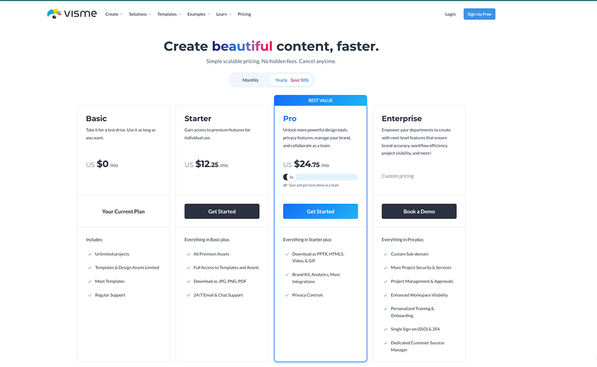 how to create a graph or chart - Visme pricing