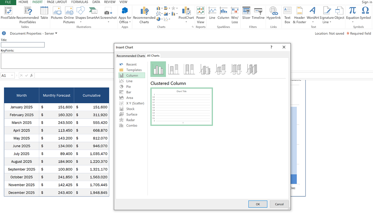 how to create a graph or chart - Excel charts