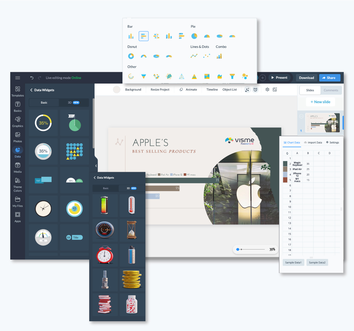 create a graph - Open the Data Tab to Create a Graph in Visme