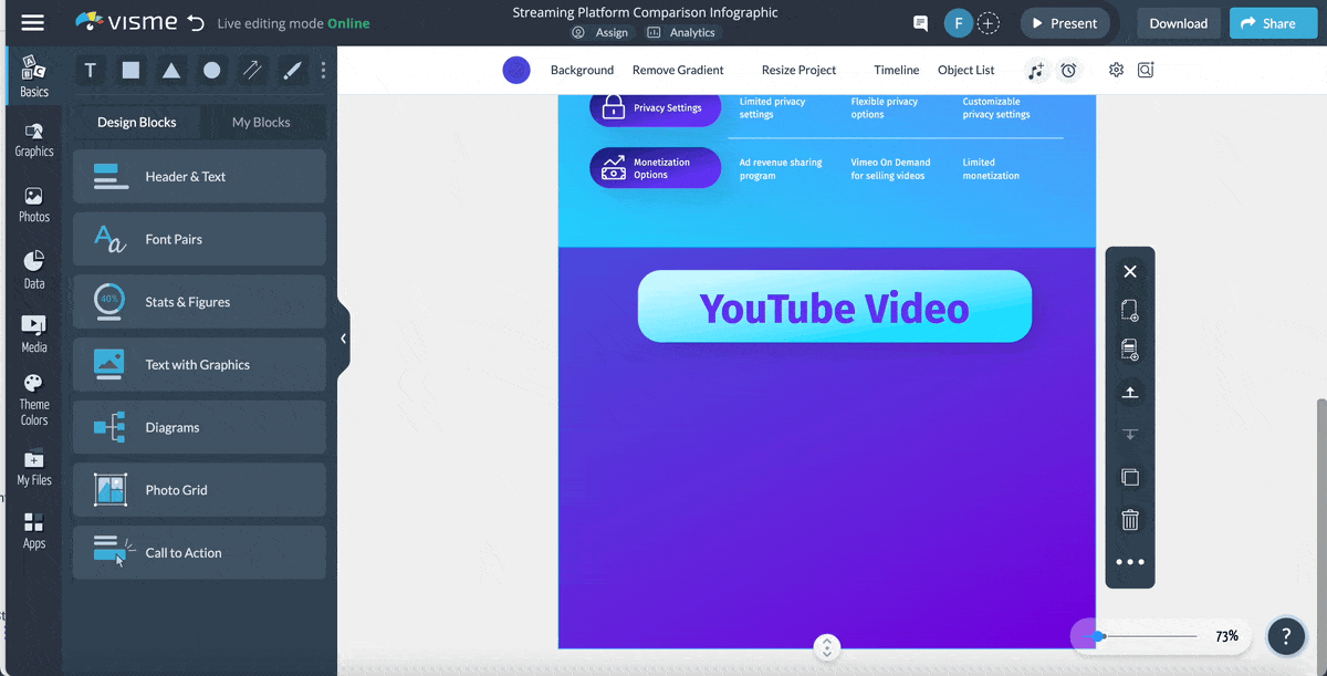 comparison chart - include a video in your chart