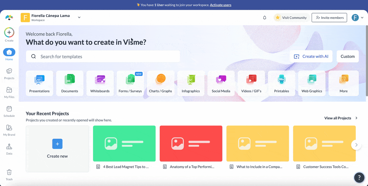 a GIF of how to design infographic from a template 