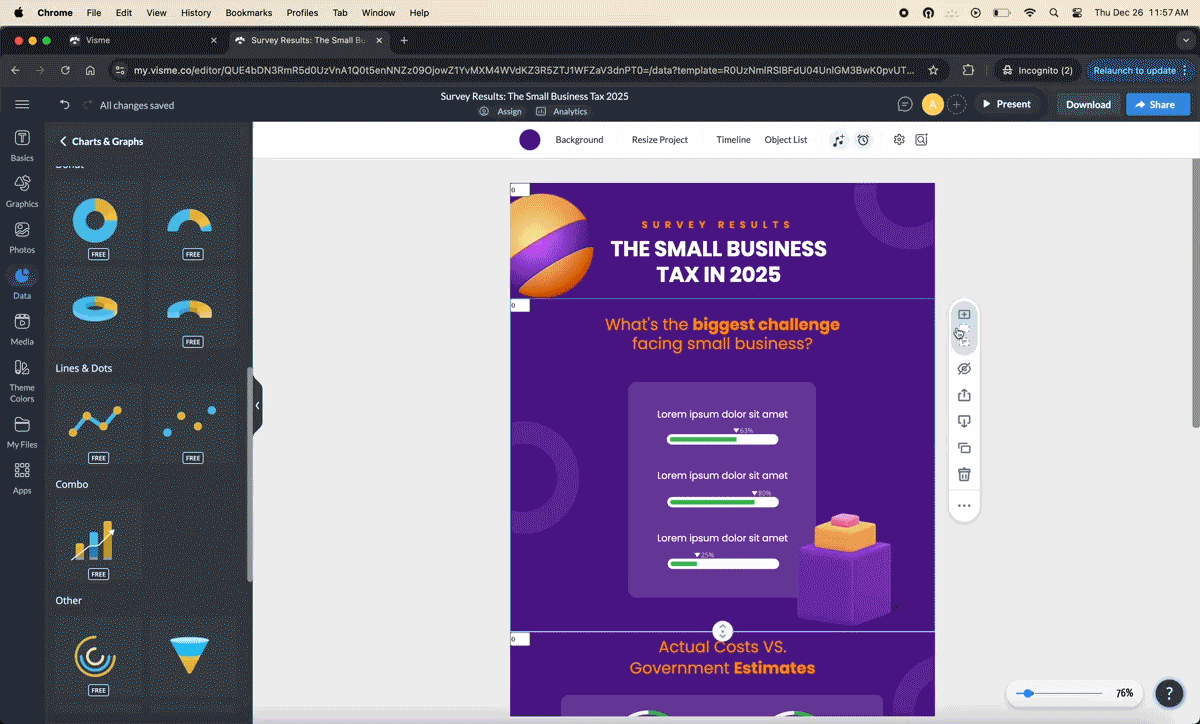 line chart - add new content block