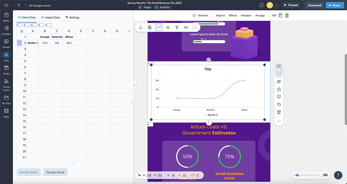 line chart - visme graph engine