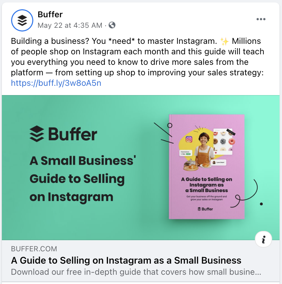 An example of an ebook promotional mockup graphic shared on Facebook.