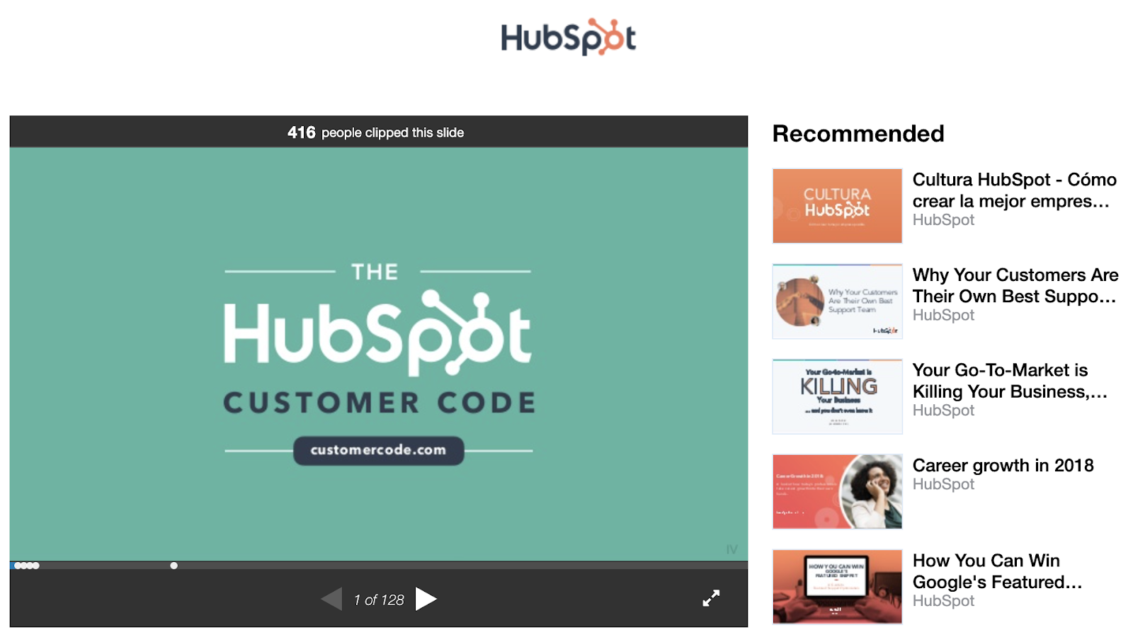 An example of a presentation uploaded to SlideShare.