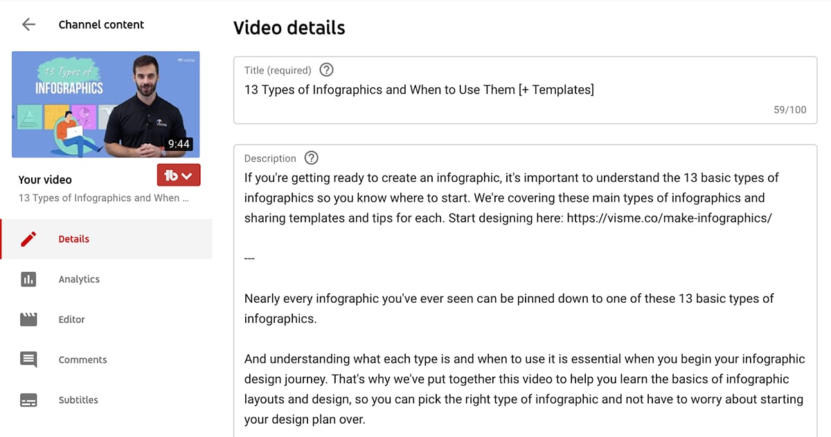 A screenshot of the video editor in YouTube.