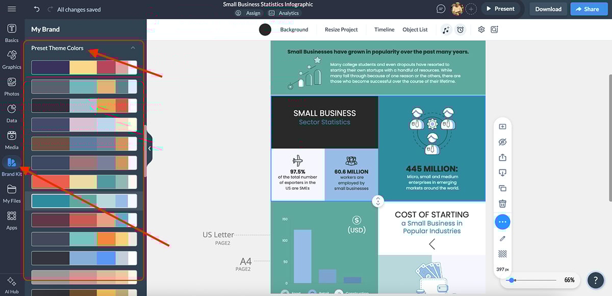 How to Create a Case Study Infographic with Visme - Visme color palettes