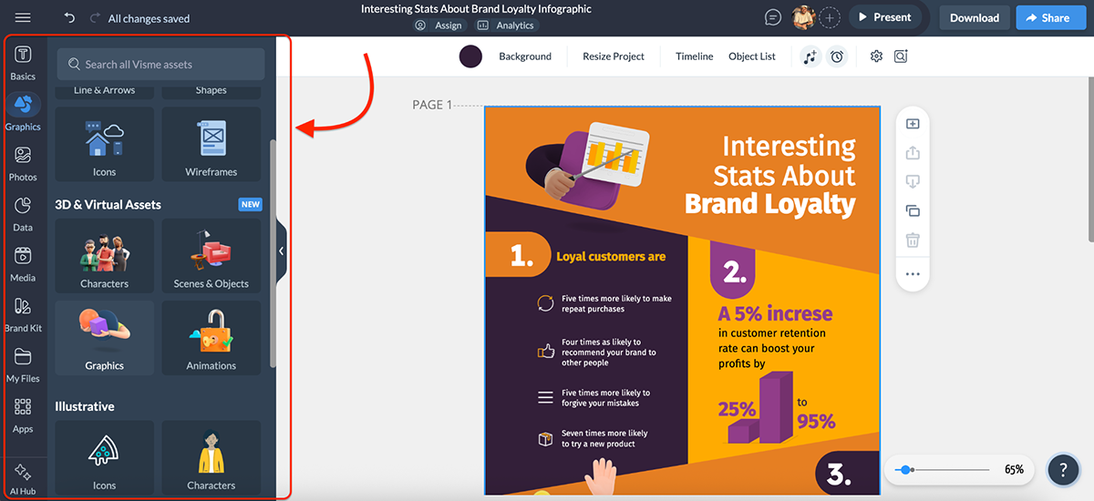 Visme vs Piktochart - Visme's design elements 