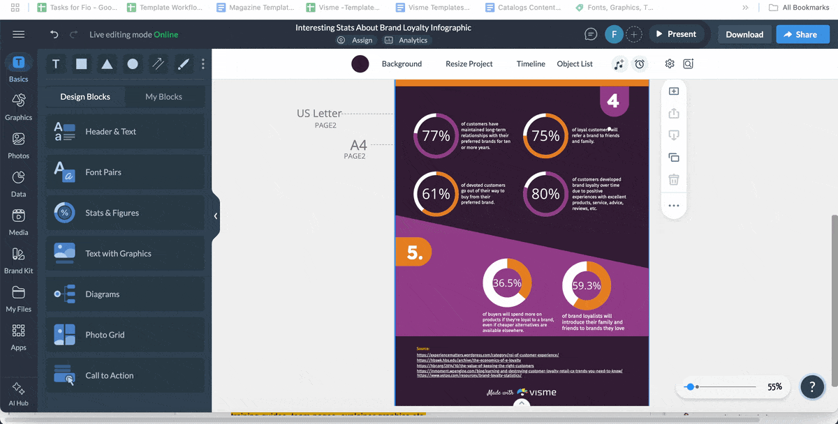Visme vs Piktochart - Visme's design elements 