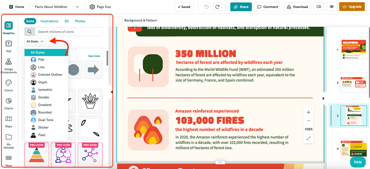 Visme vs Piktochart - Piktochart's design elements 