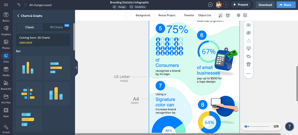 Visme vs Piktochart - Visme's data visualization