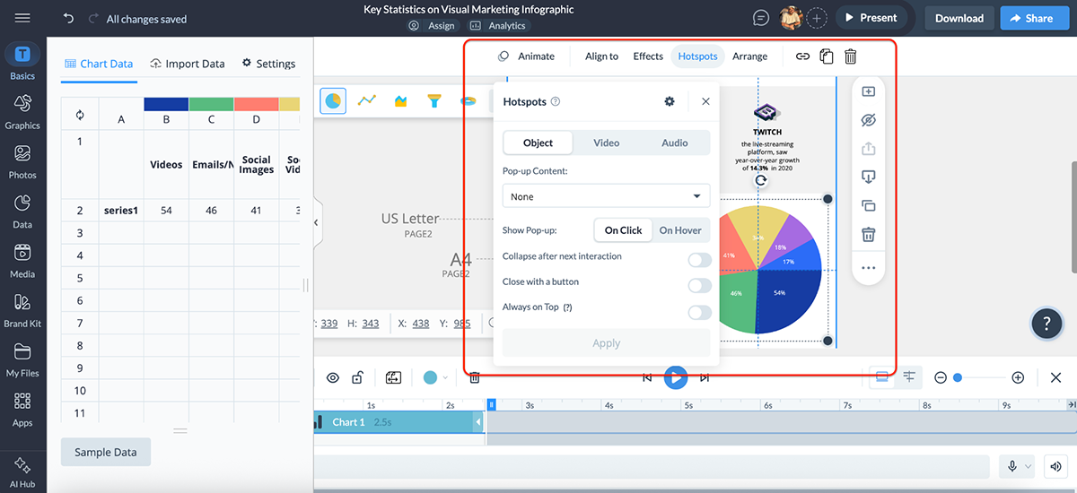 Visme vs Piktochart - Visme's animation and interactivity