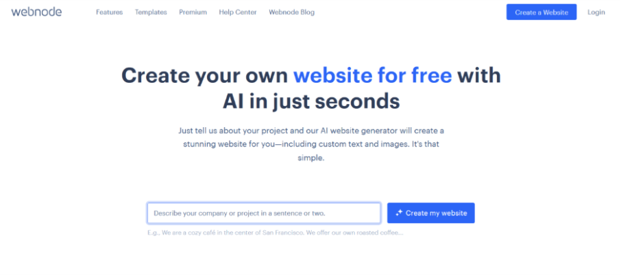 Webnode Homepage for AI website Platform