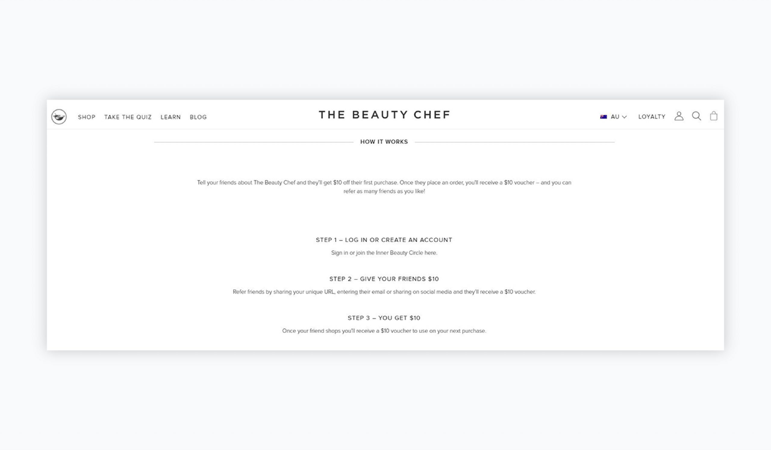 referral marketing - beauty chef example