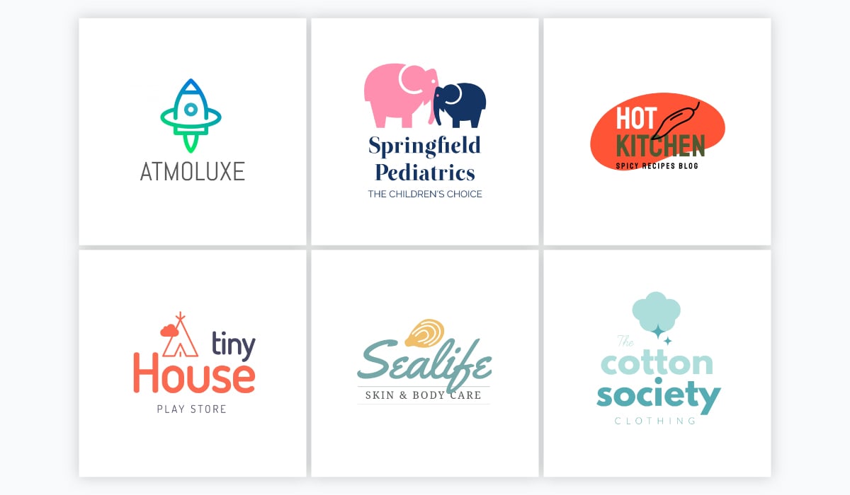 A collage of logo templates by Visme.