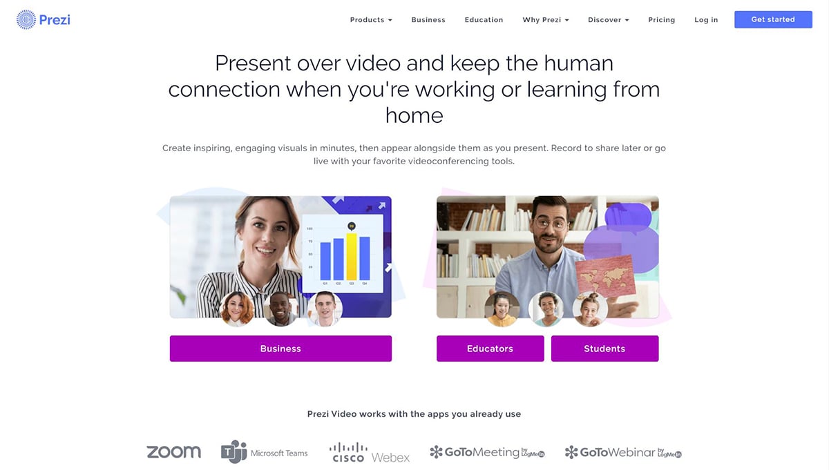 best presentation software - prezi homepage