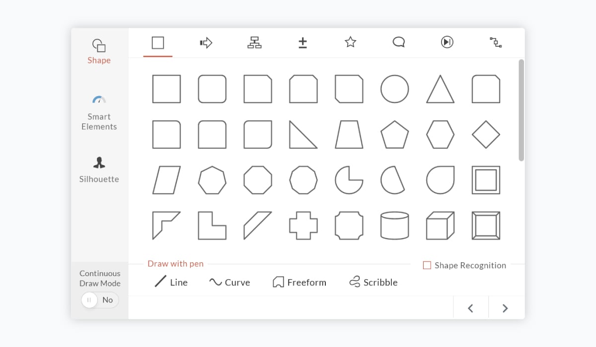 best presentation software - zoho show graphic library shapes