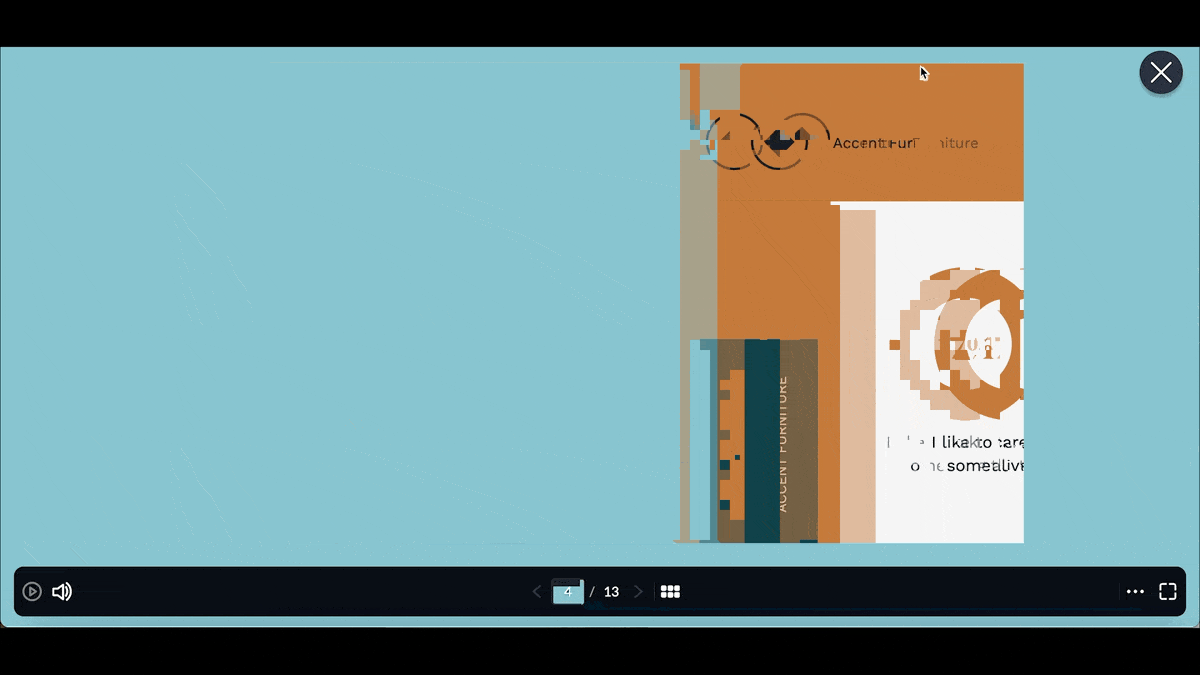 A GIF screengrab of an animated presentation slide transition on screen.