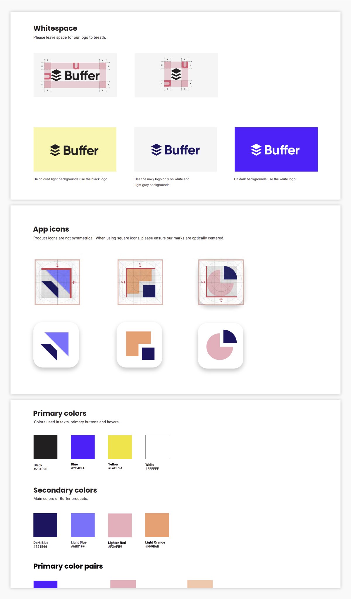 A screenshot of Buffer's brand guidelines.