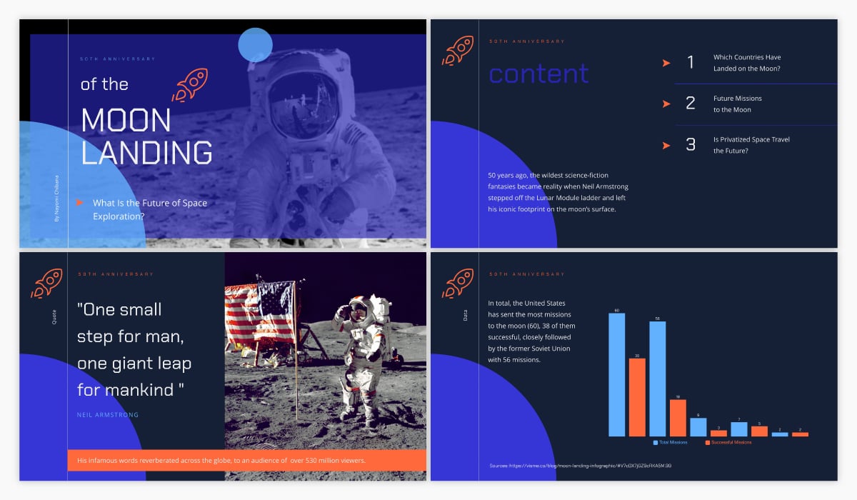 A space-themed presentation template using the font Open Sans.