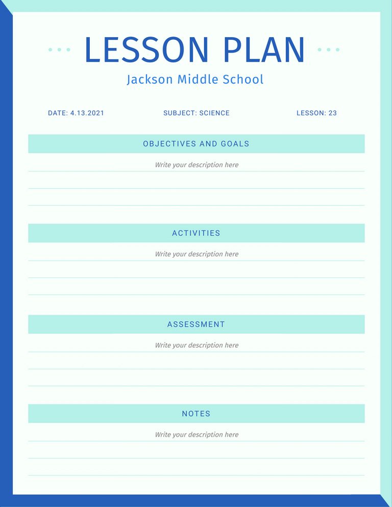 29 Lesson Plan Templates For Teachers Online Instructors