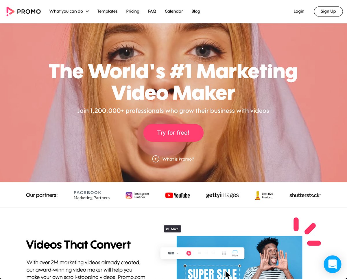 A screenshot of Promo's website.