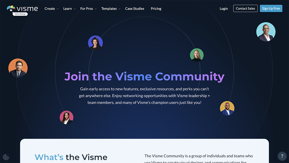 a screenshot of the Visme community