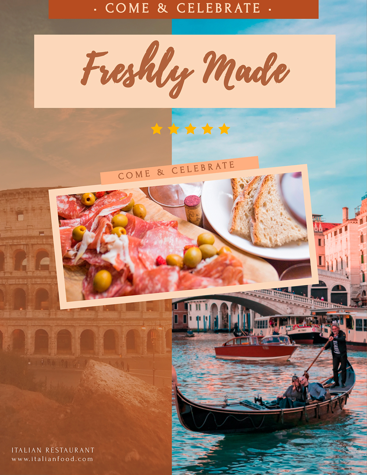 A restaurant flyer template available in Visme.