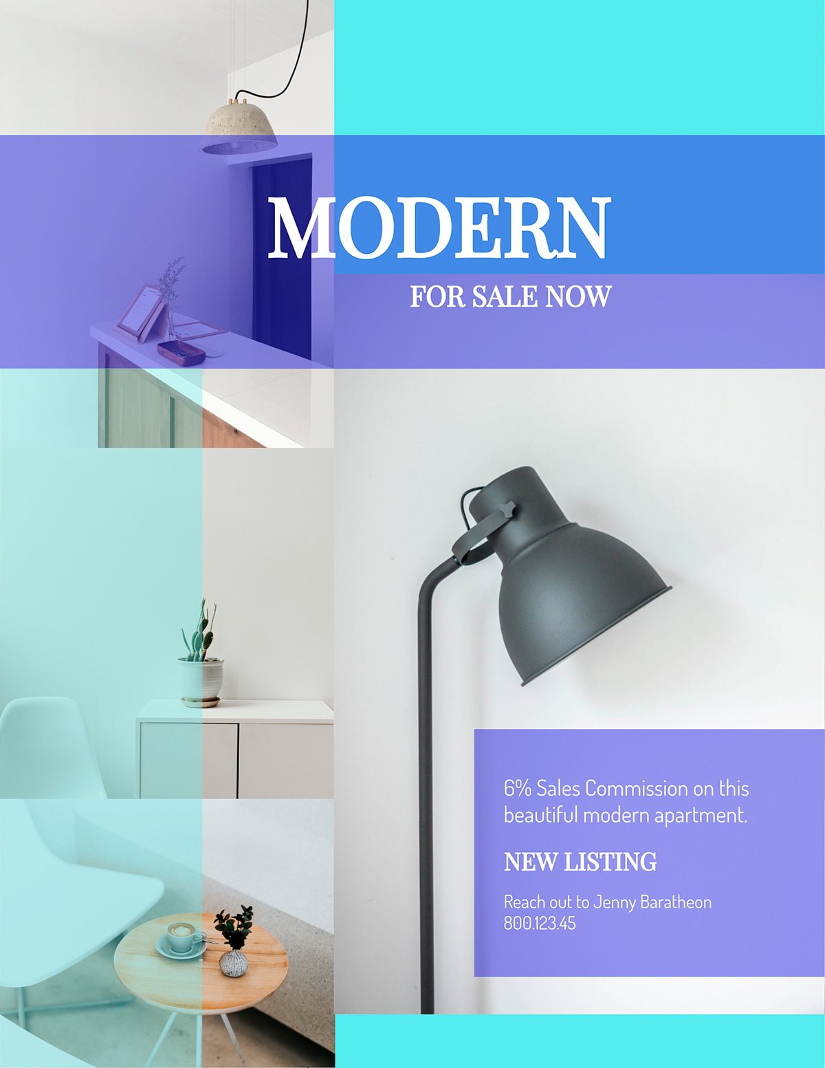 Geometric flyer template available in Visme.