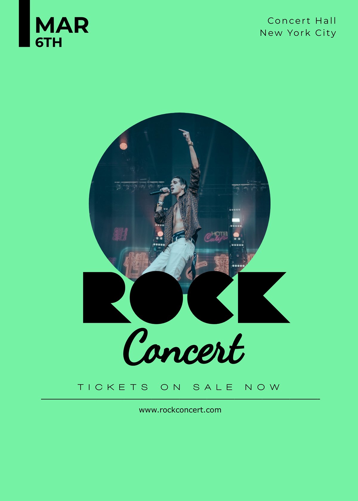 A green and black flyer template available in Visme.