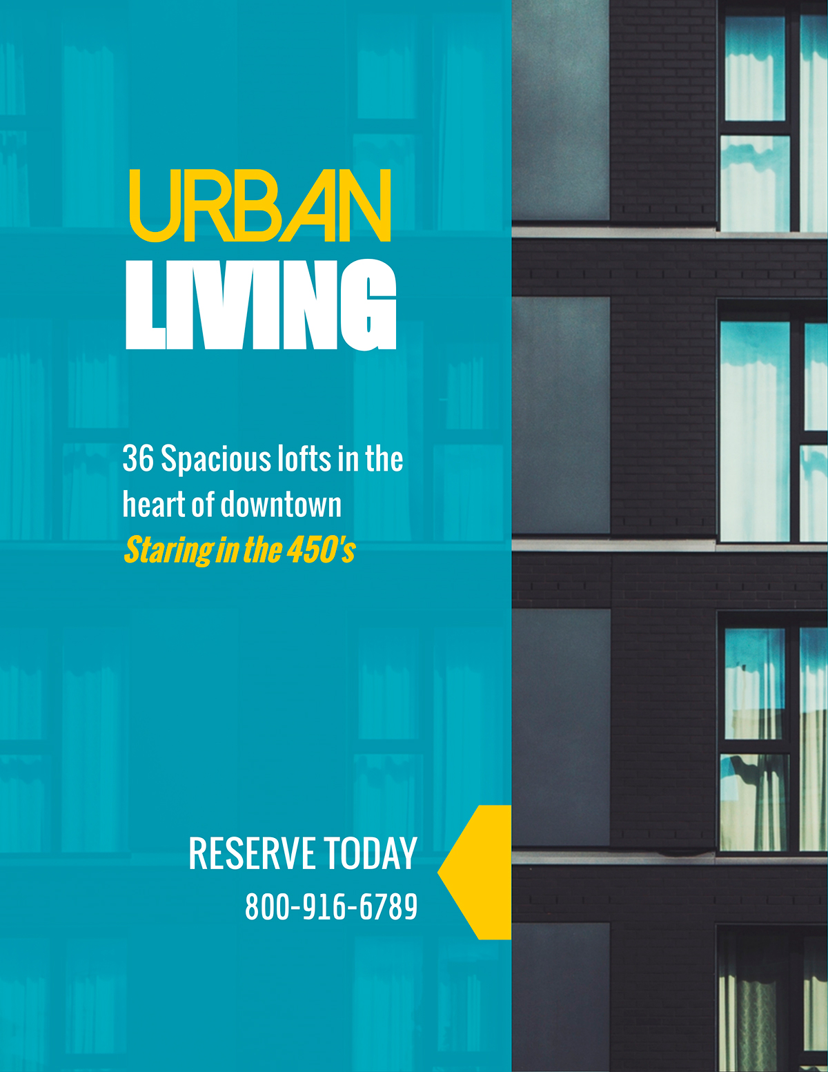 A blue and yellow flyer template available in Visme.