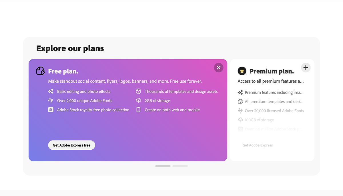 Best Free Video Editing Software - Adobe Express pricing