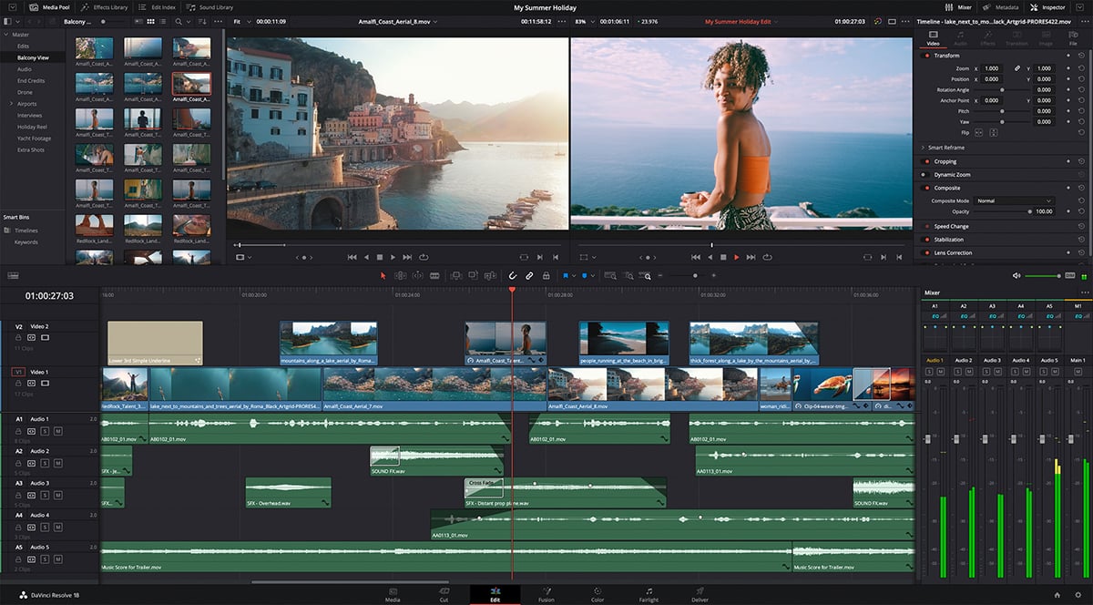 Best Free Video Editing Software - Davinci Resolve video interface