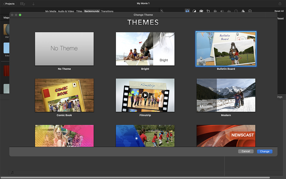 Best Free Video Editing Software - Apple iMovie video themes