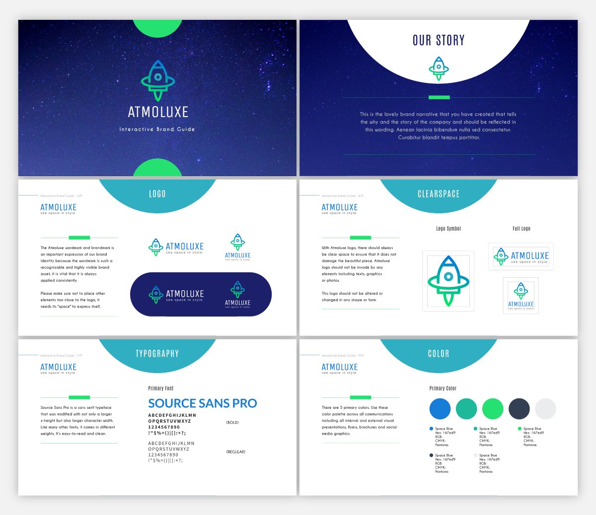 A brand guidelines presentation template available in Visme.