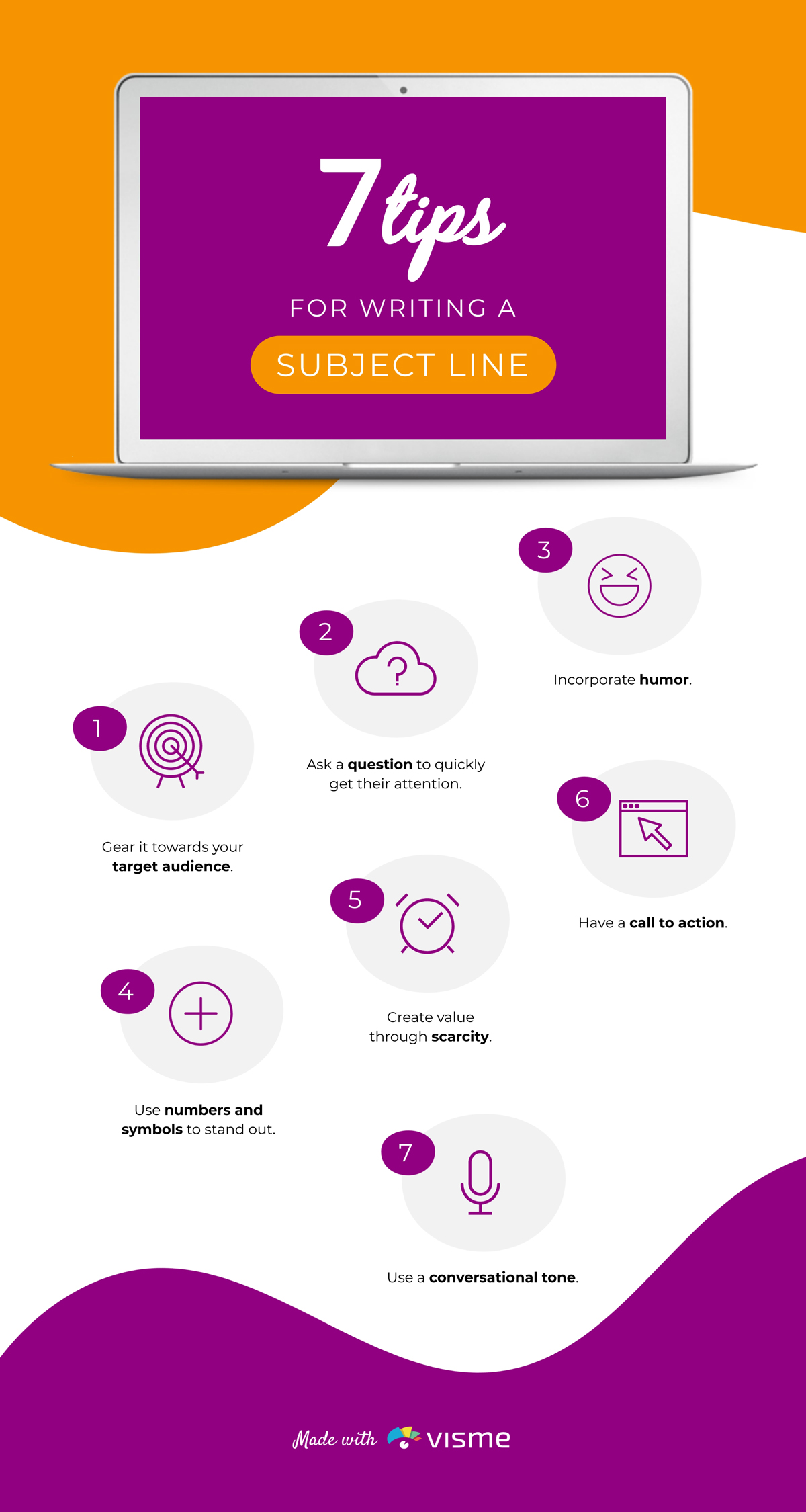 Infographic about writing an email subject line.