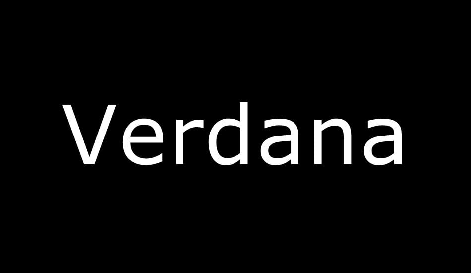 The font Verdana.