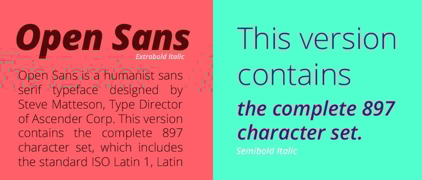The font Open Sans.