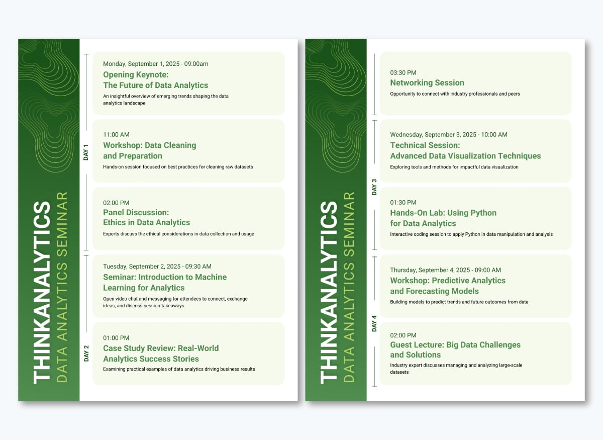 timeline schedule for an event