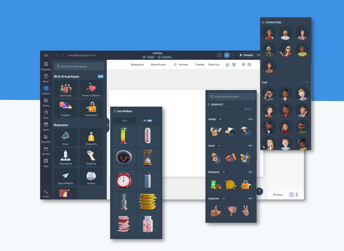 A blank timeline canvas in Visme's editor.