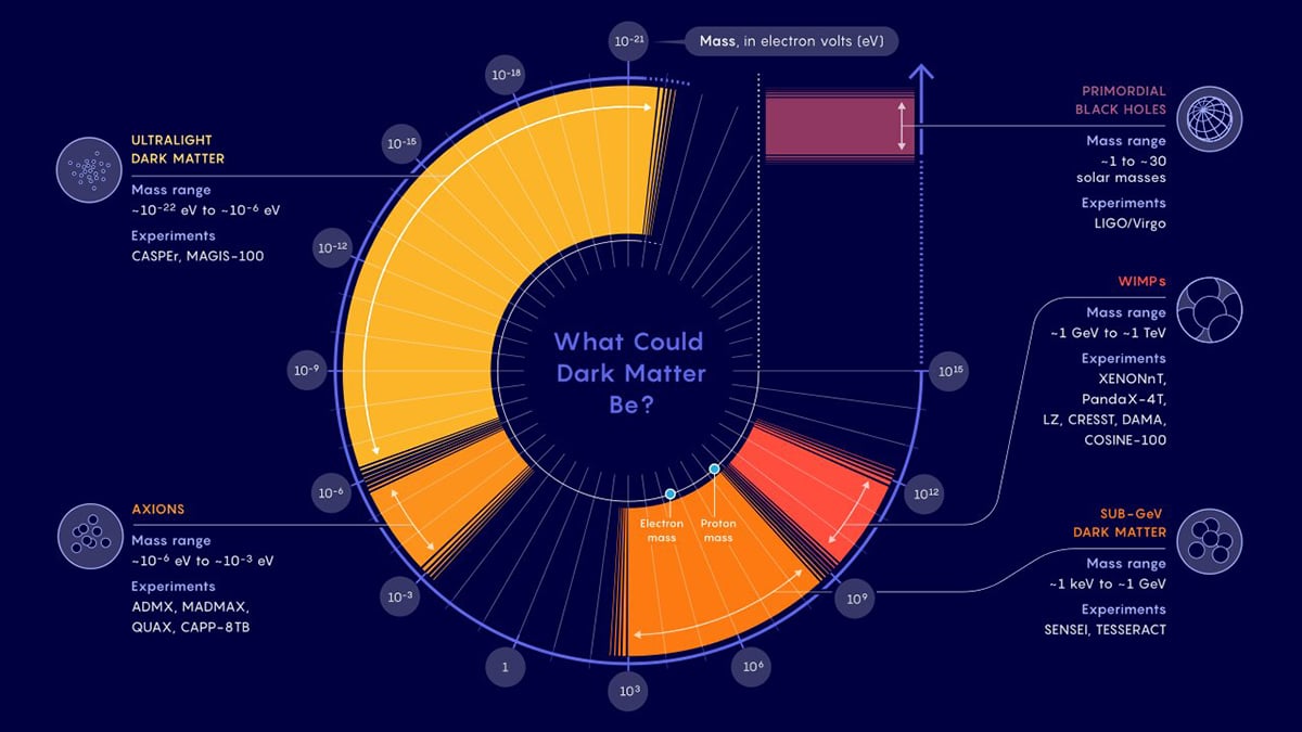 A data visualization showcasing what dark matter could be.