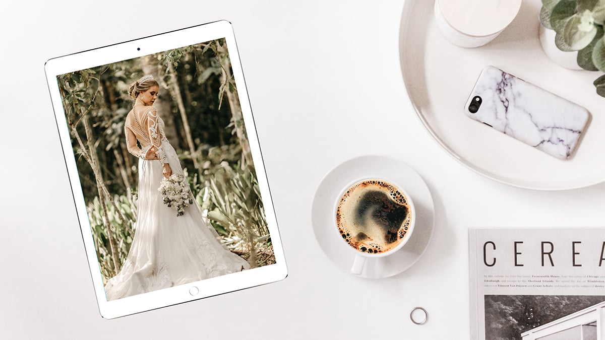 A dress store mockup template available to customize in Visme.