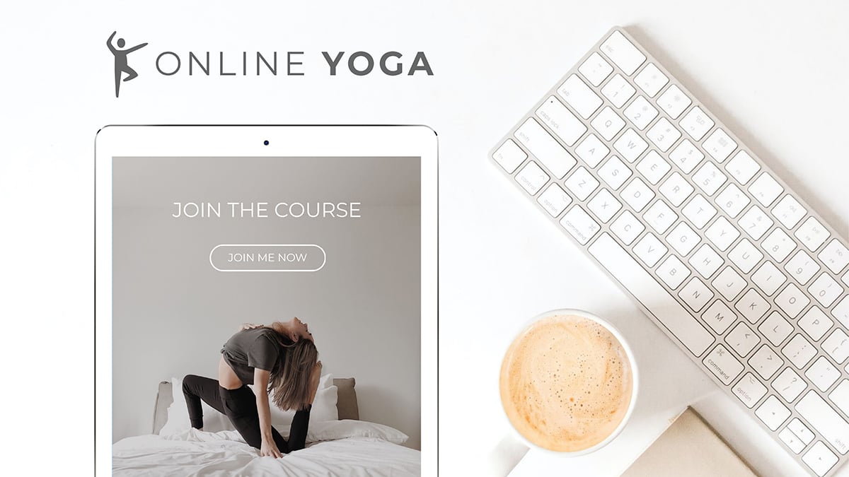 A yoga mockup template available to customize in Visme.