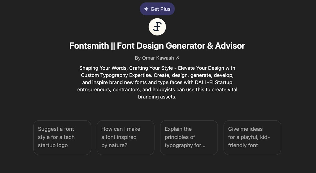 infographic fonts - CustomGPT titled Fontsmith || Font Design Generator & Advisor