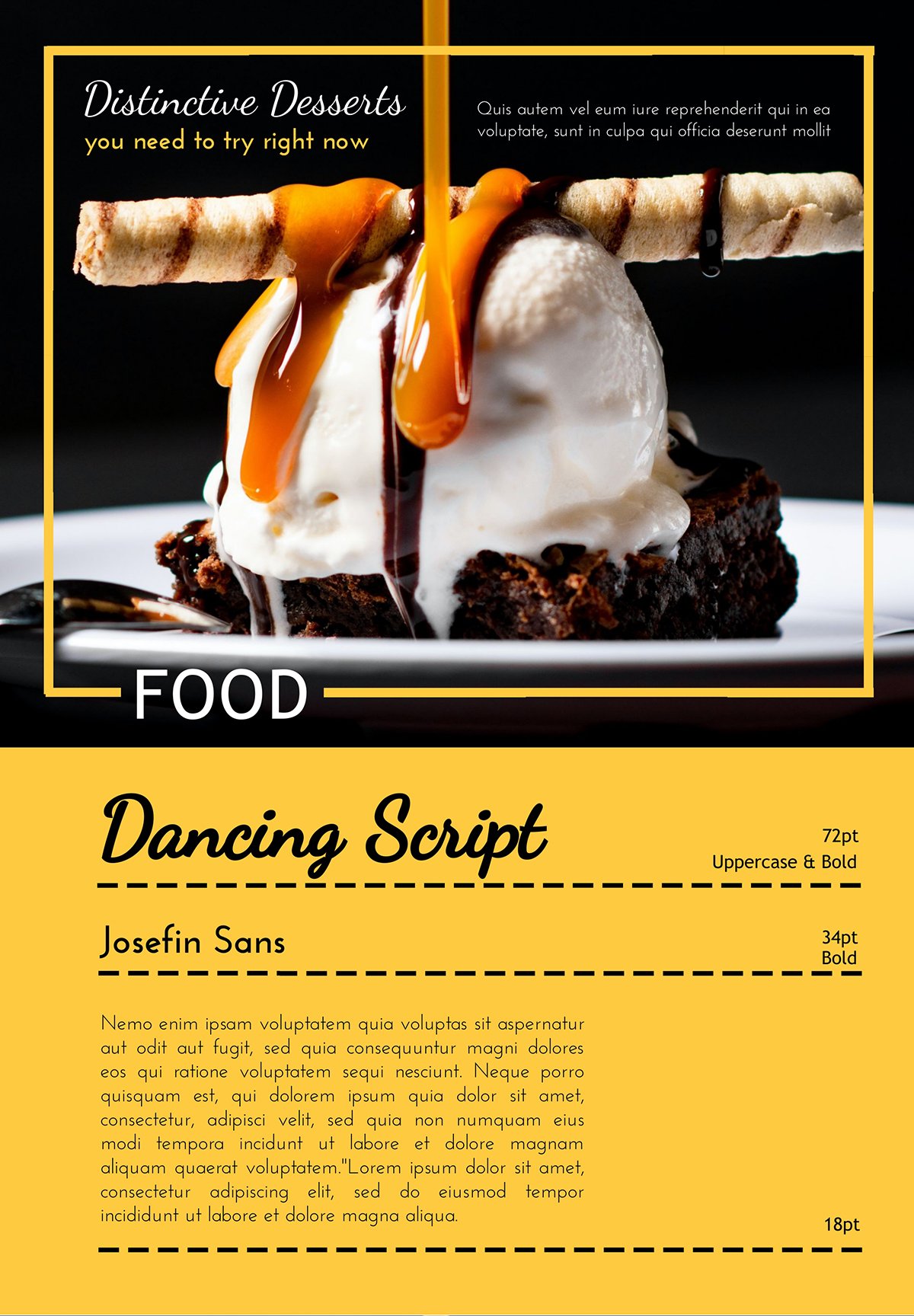 An example using the font pair Dancing Script and Josefin Sans.