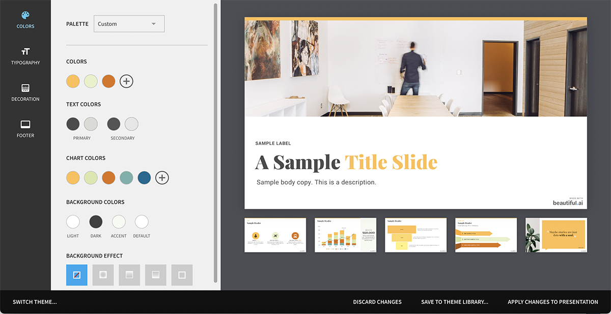 A screenshot of Beautiful.ai's interface.
