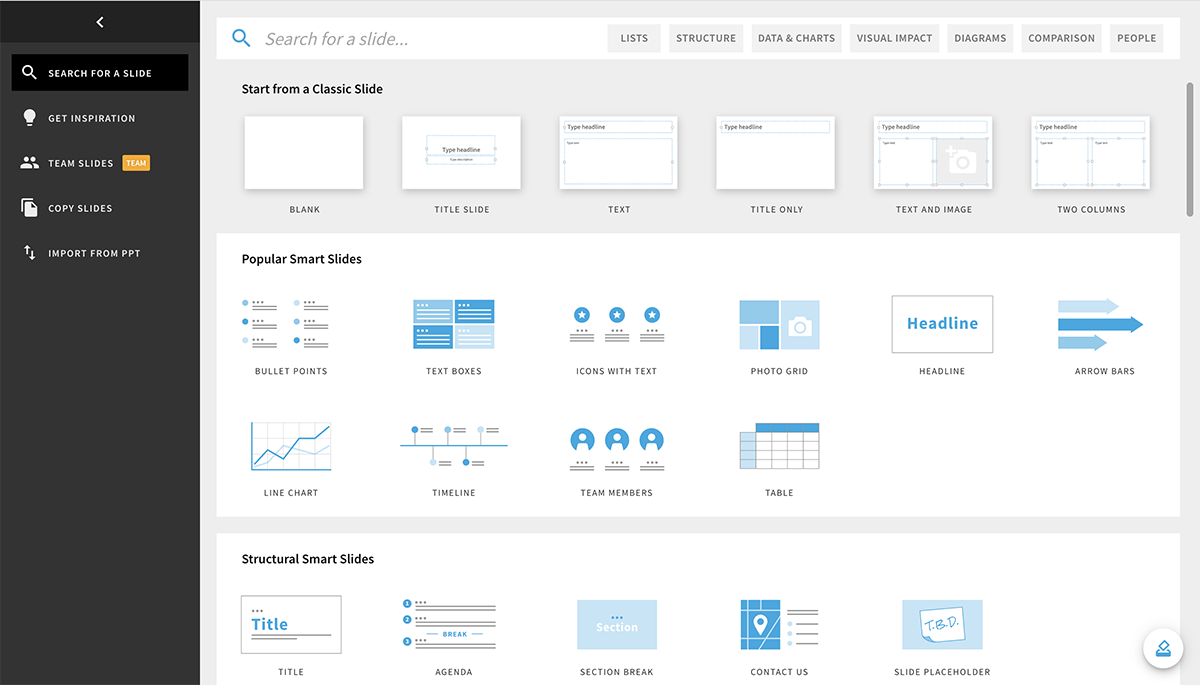 A screenshot of Beautiful.ai's templates.