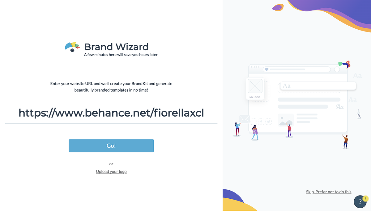 Step one in the Brand Wizard: insert your URL.