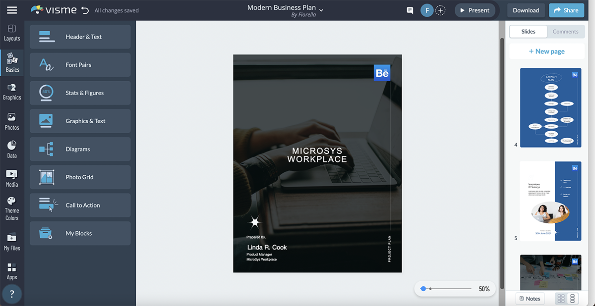 A screenshot of a branded template in the Visme editor.